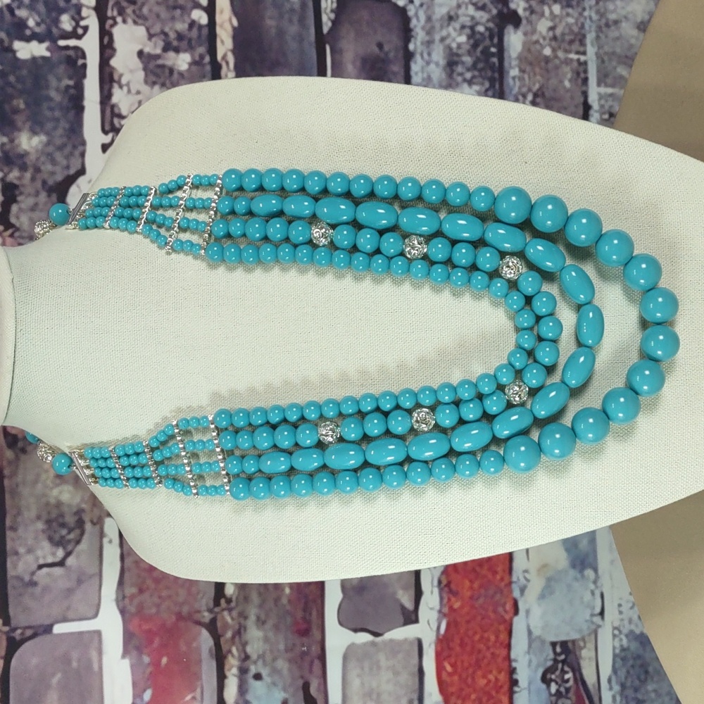 Joan Rivers 4 Strand Simulated Turquoise Layered Necklace